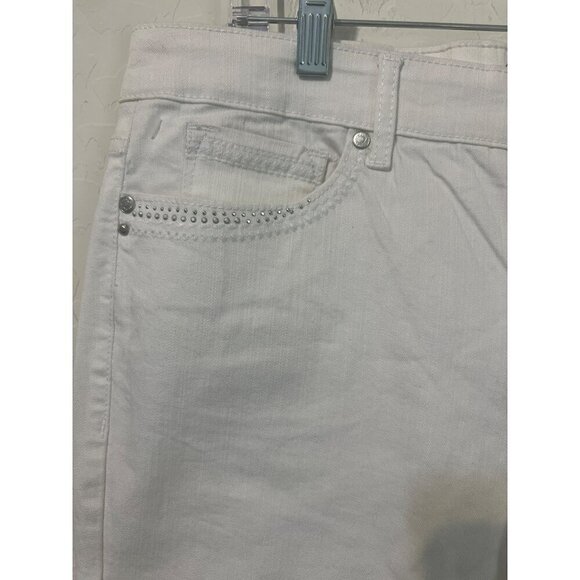 Gloria Vanderbilt White Jordyn Capri With Crystal Details on Pockets NWT Sz 14 - Picture 2 of 8